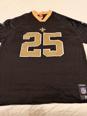 Reebok Black and Gold #25 New Orleans Football Jersey